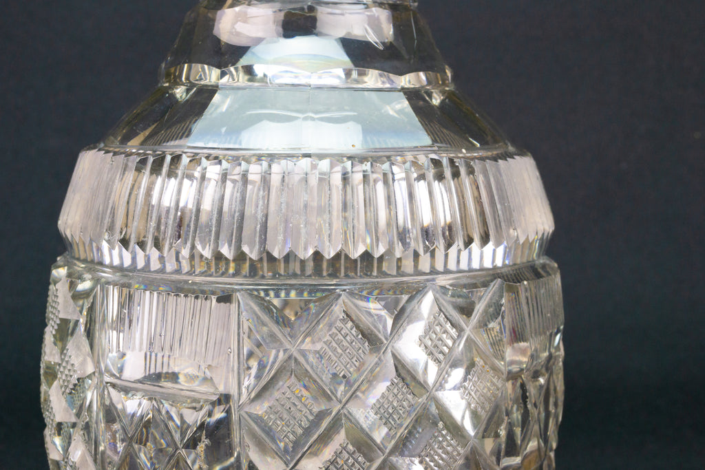 Cut Glass Carafe Antique English 19th Century