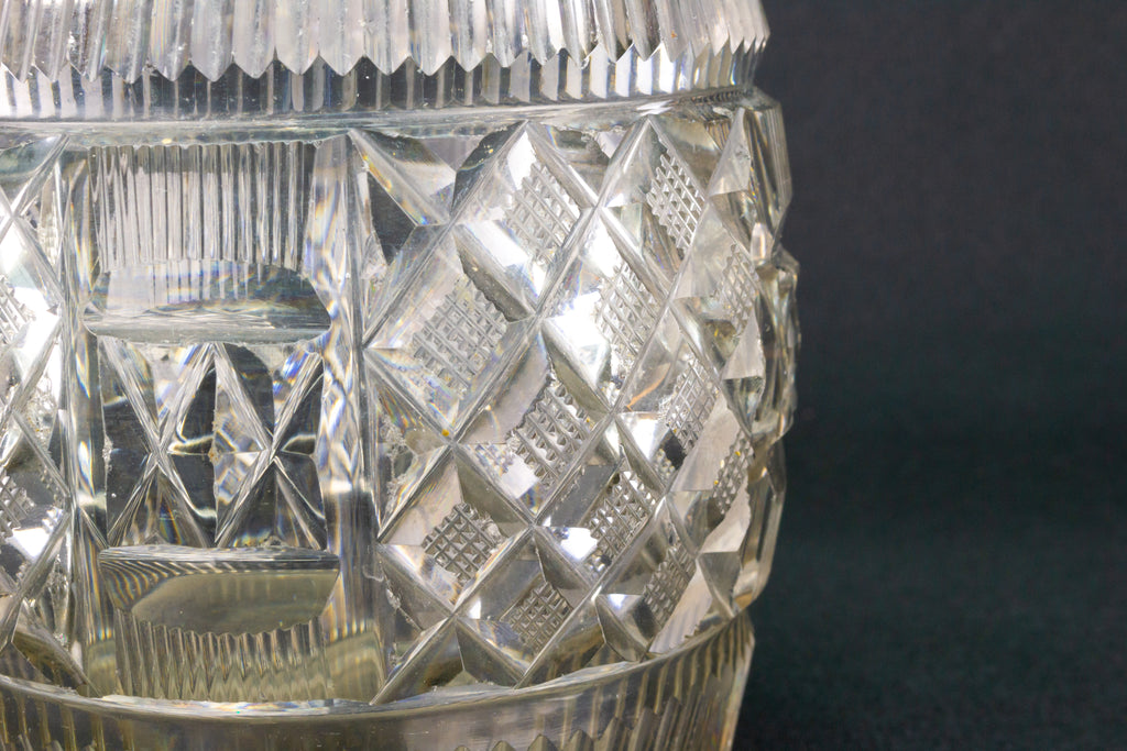 Cut Glass Carafe Antique English 19th Century