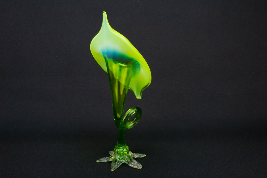 Art Nouveau Jack in Pulpit Vase in Vaseline Glass