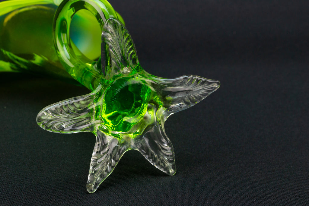 Art Nouveau Jack in Pulpit Vase in Vaseline Glass