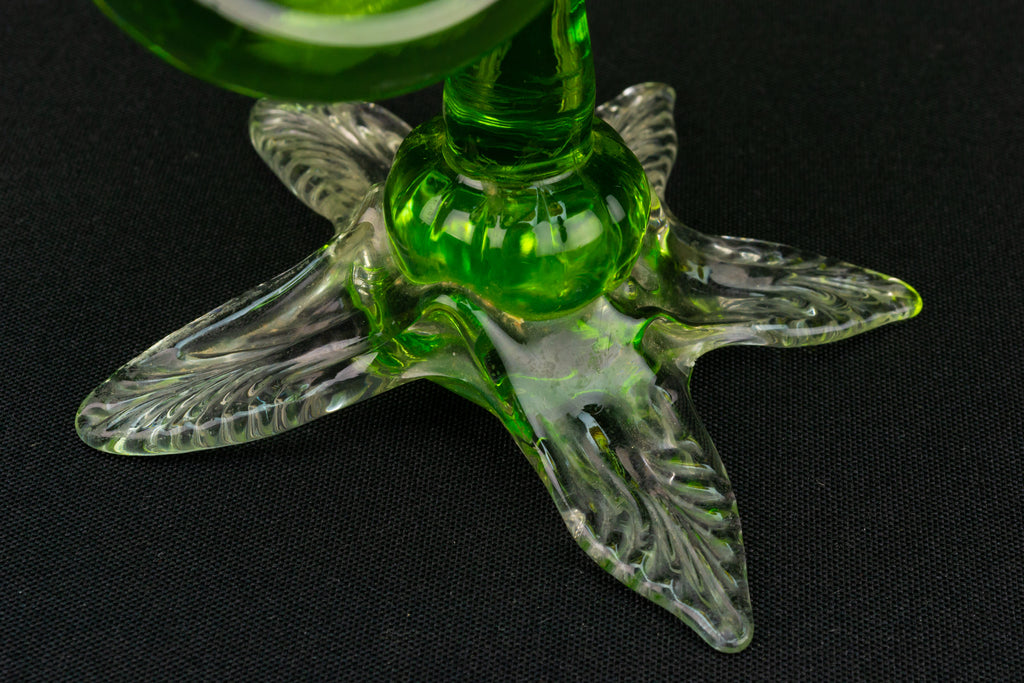 Art Nouveau Jack in Pulpit Vase in Vaseline Glass