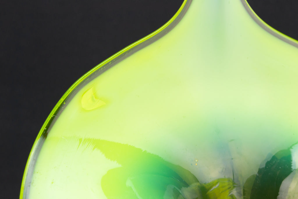 Art Nouveau Jack in Pulpit Vase in Vaseline Glass