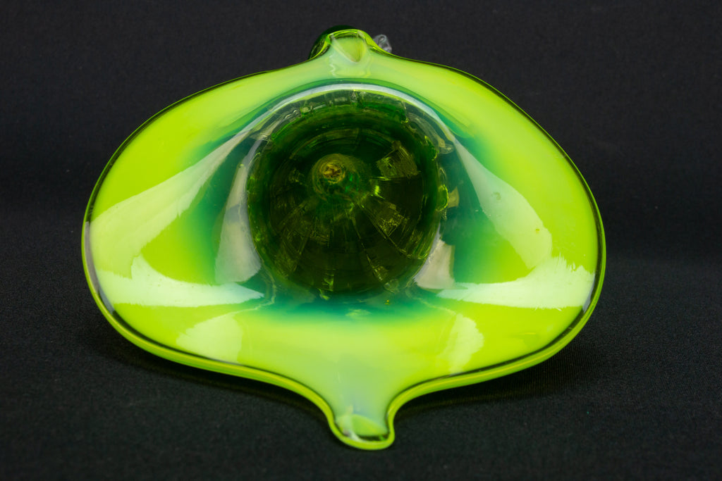 Art Nouveau Jack in Pulpit Vase in Vaseline Glass