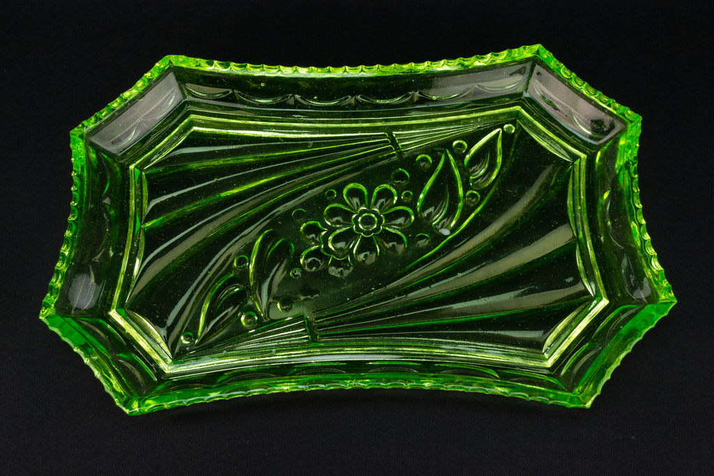 Green Glass Dressing Table Set Art Deco