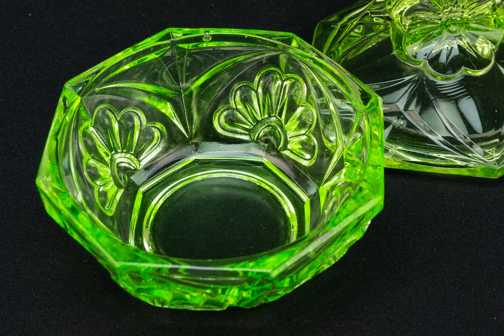Green Glass Dressing Table Set Art Deco