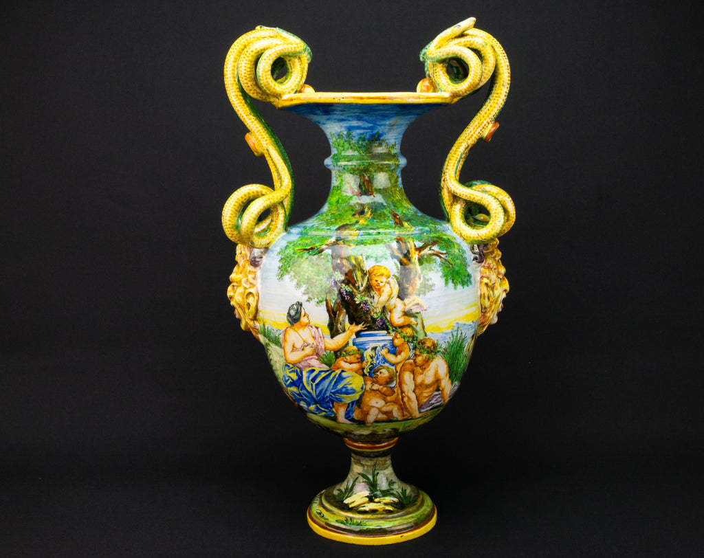 Pair of Italian Maiolica Vases by Minghetti
