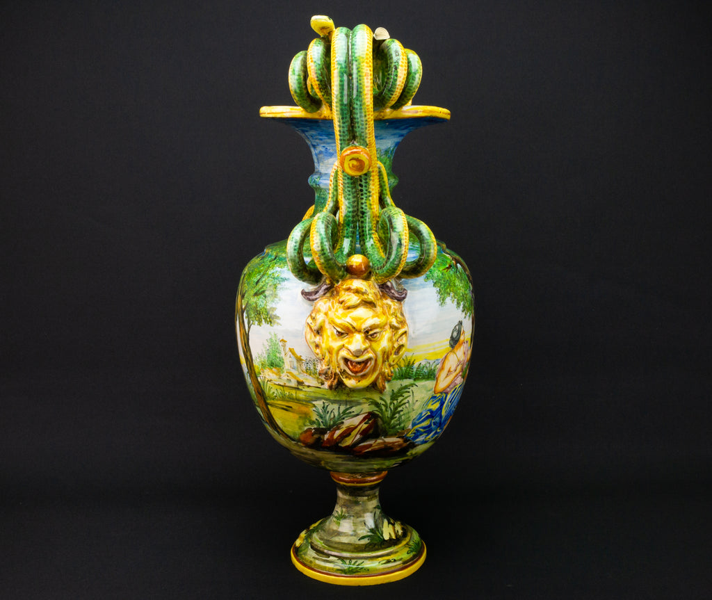 Pair of Italian Maiolica Vases by Minghetti