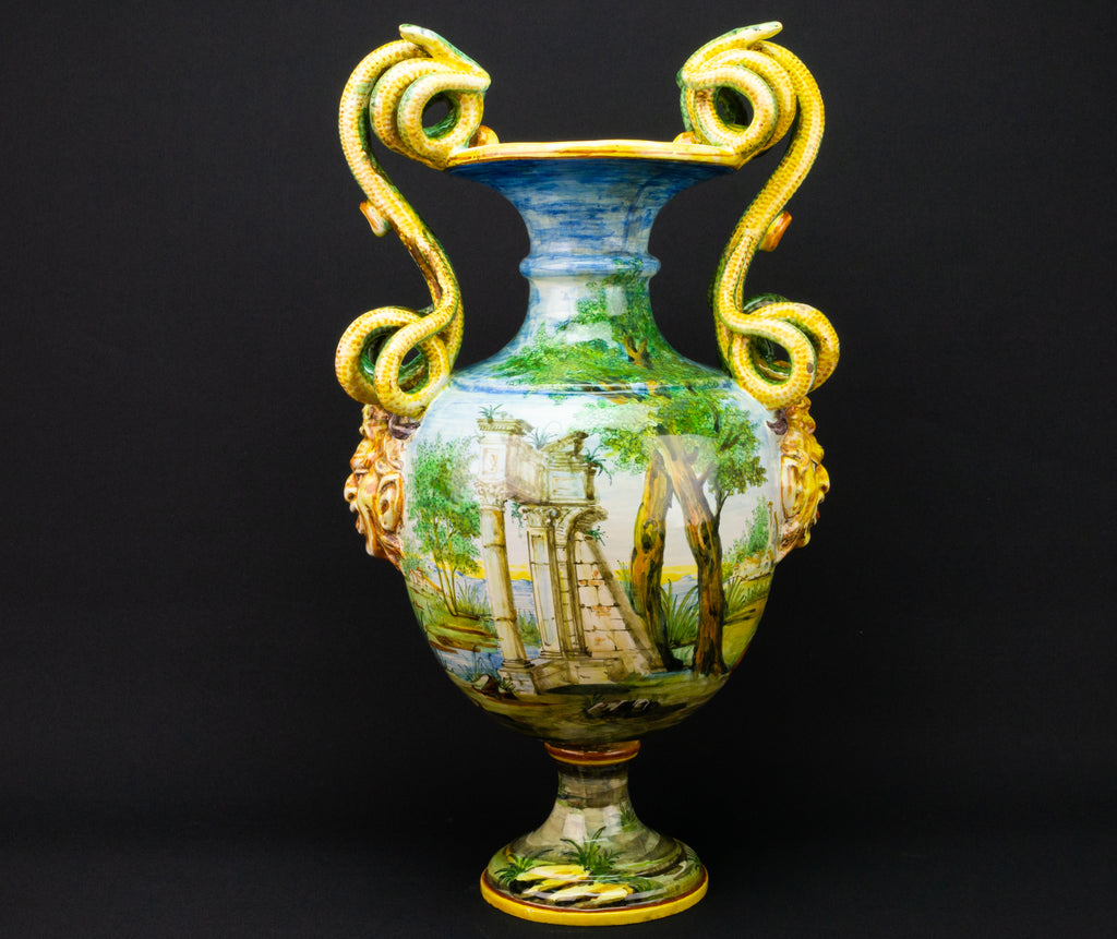 Pair of Italian Maiolica Vases by Minghetti