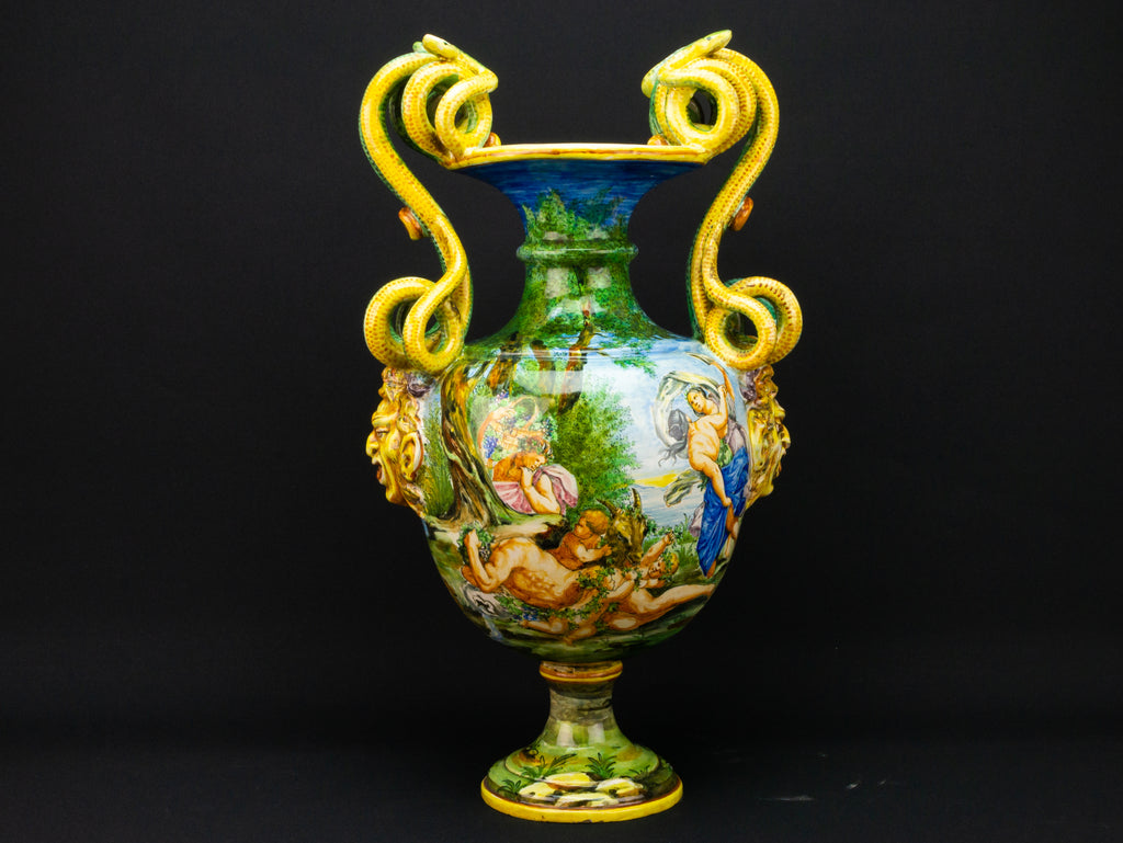 Pair of Italian Maiolica Vases by Minghetti