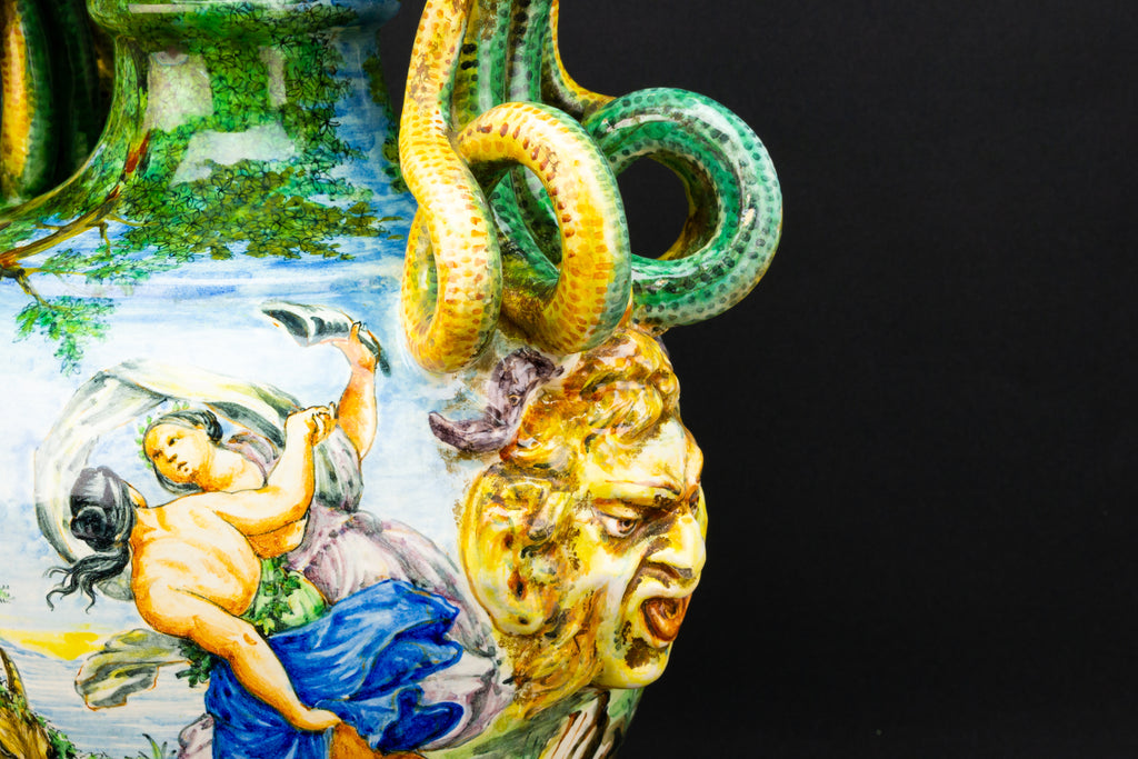 Pair of Italian Maiolica Vases by Minghetti