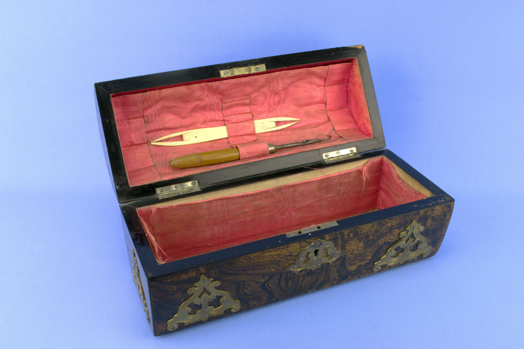 Burr Walnut * Brass Victorian Box, English 19th Century