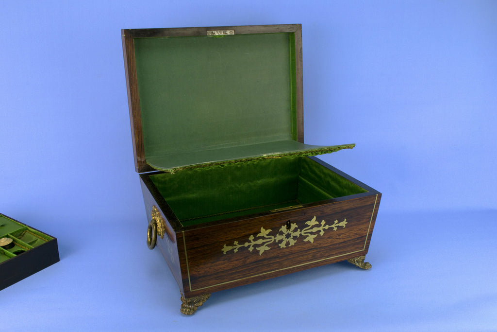 Wooden Sewing Box, English Circa 1830