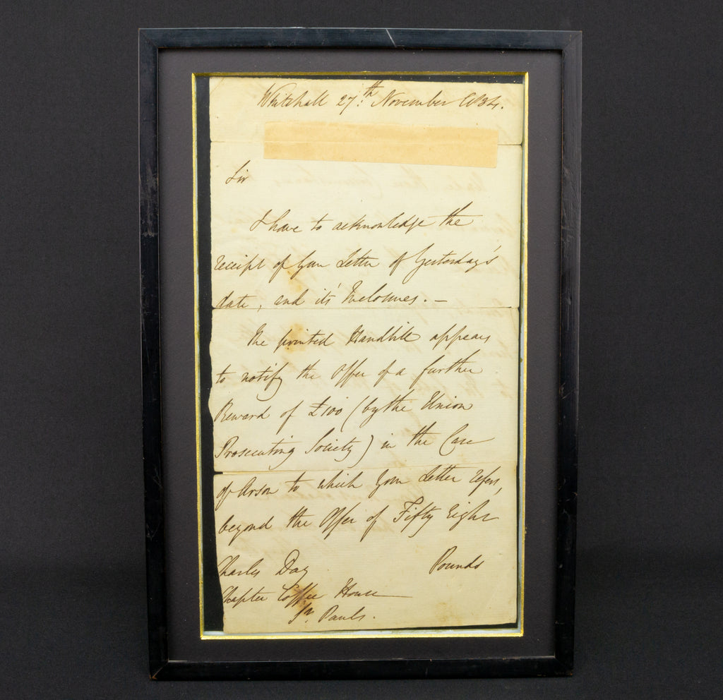 Letter by Duke of Wellington, 1834