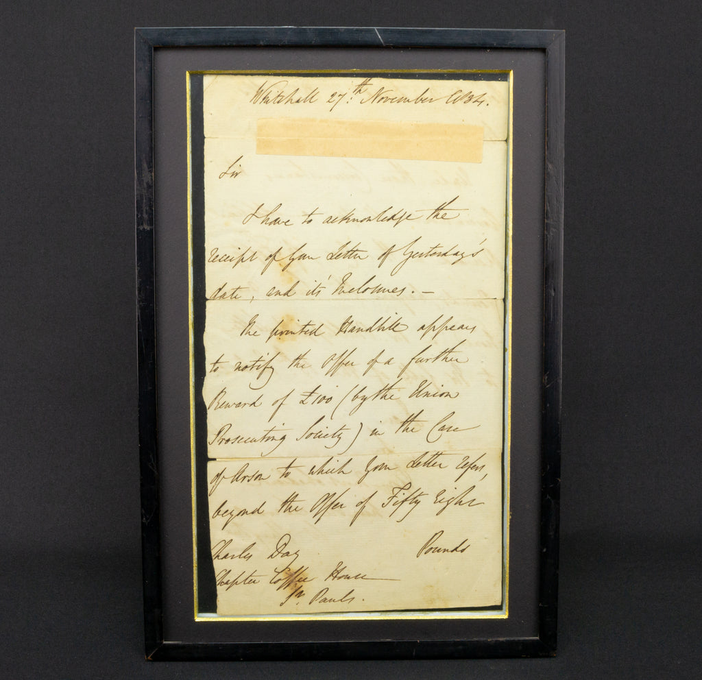 Letter by Duke of Wellington, 1834