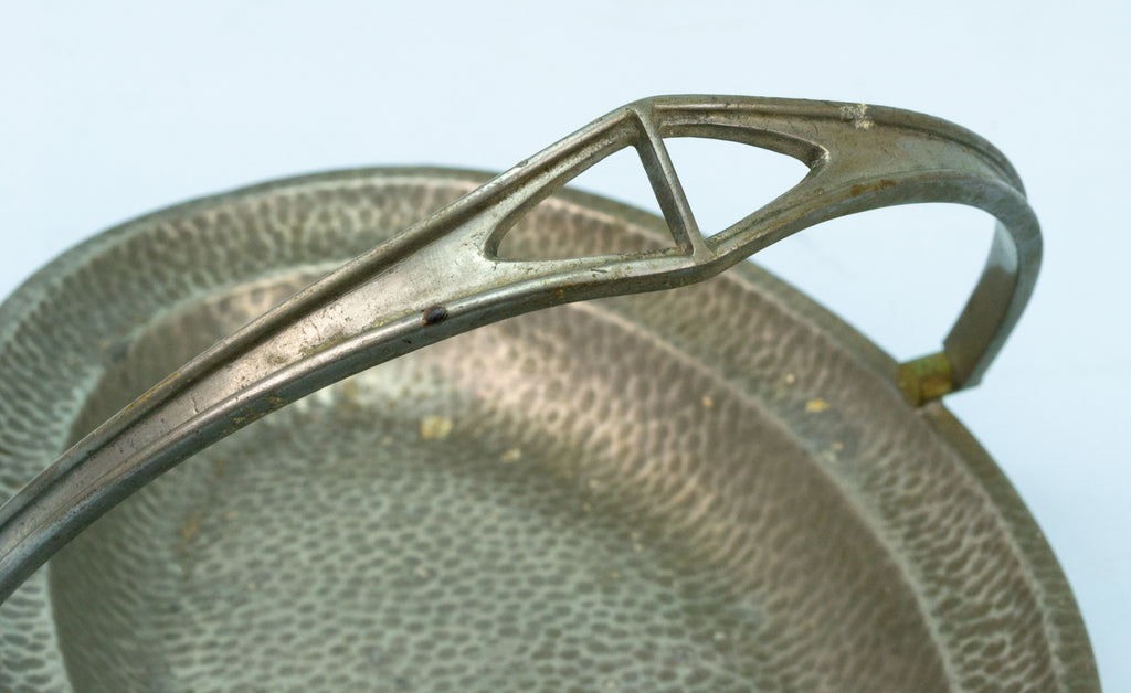 Arts & Crafts Hammered Pewter Basket Early 1900s
