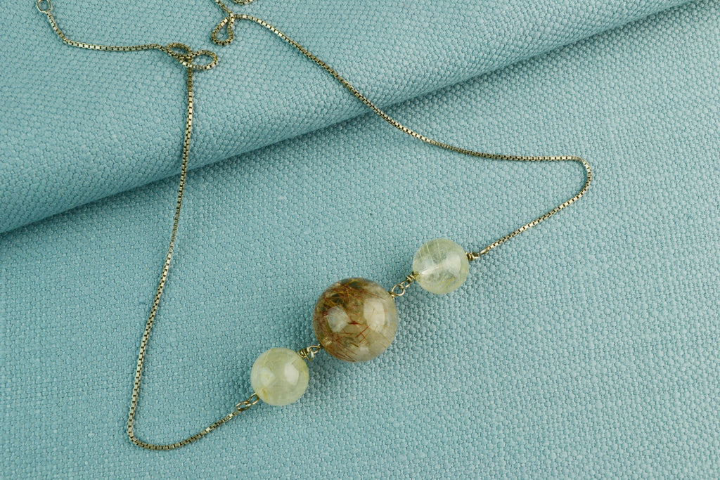 Necklace in Silver with Rutilated Quartz Beads