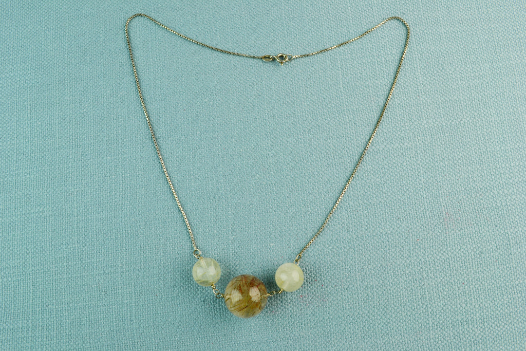 Necklace in Silver with Rutilated Quartz Beads