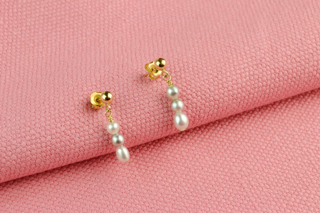 Earrings Gold Plated & Fresh Water Cultured Pearls