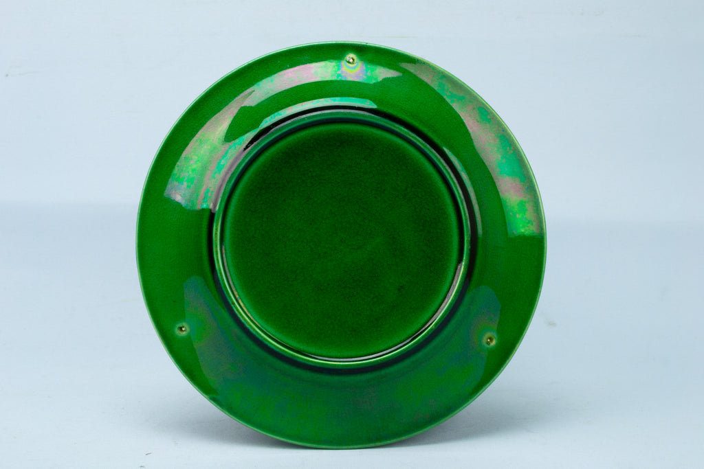 Green Majolica Dessert Plate Antique English 19th Century