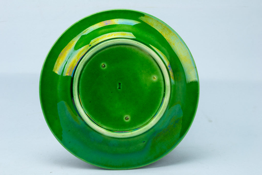 Green Majolica Fruit Plate Antique English 19th Century
