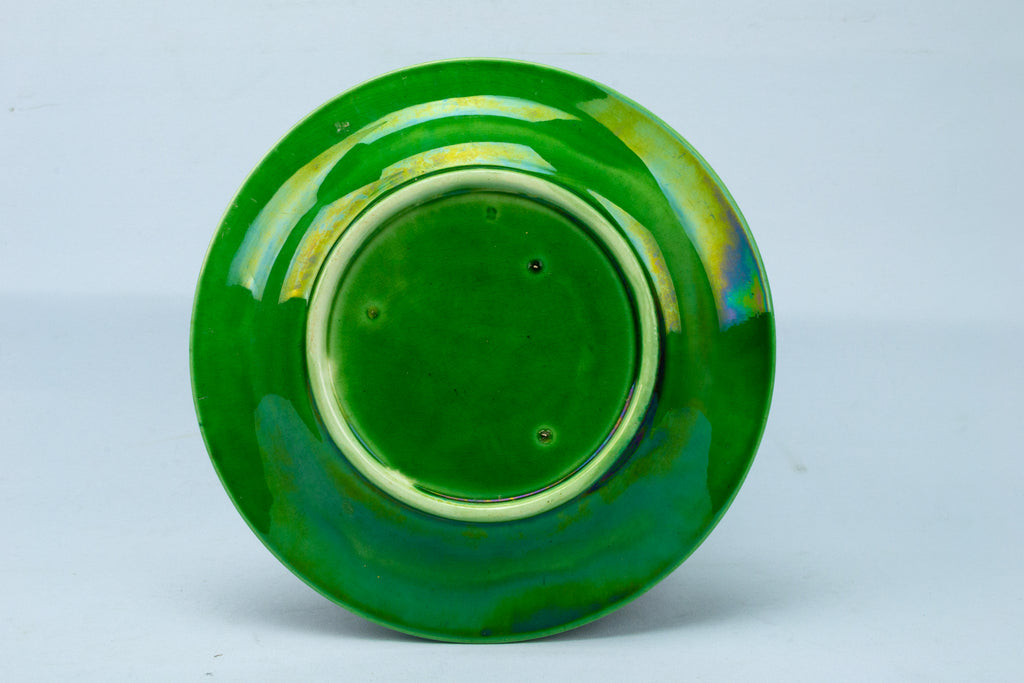 Green Majolica Medium Plate Antique English 19th Century