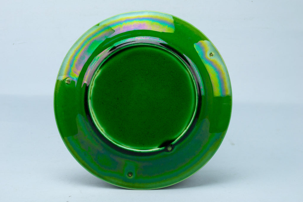 Green Majolica Dessert Plate Antique English 19th Century