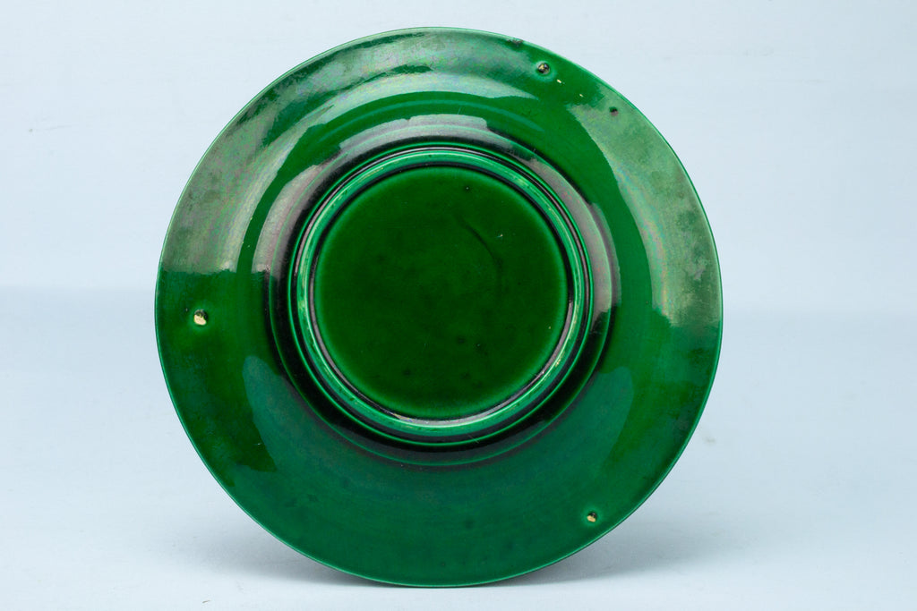 Green Majolica Starter Plate Antique English 19th Century