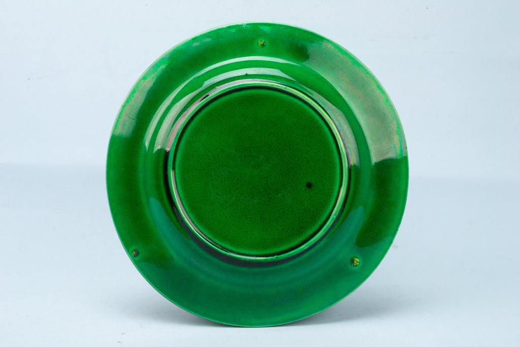 Green Majolica Serving Dish Antique English 19th Century