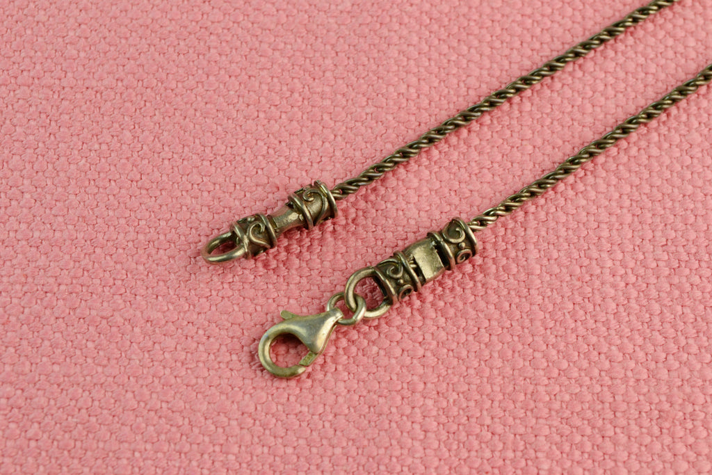 Necklace in Solid Silver with Red Cabochon