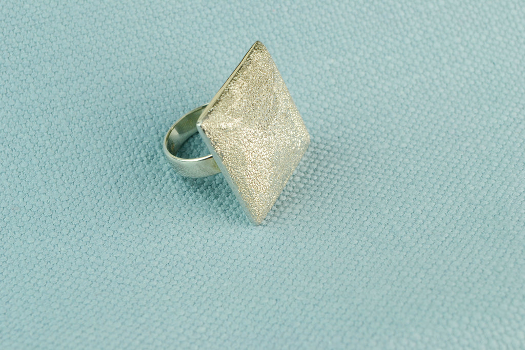 Ring Large Sterling Silver Square Bezel