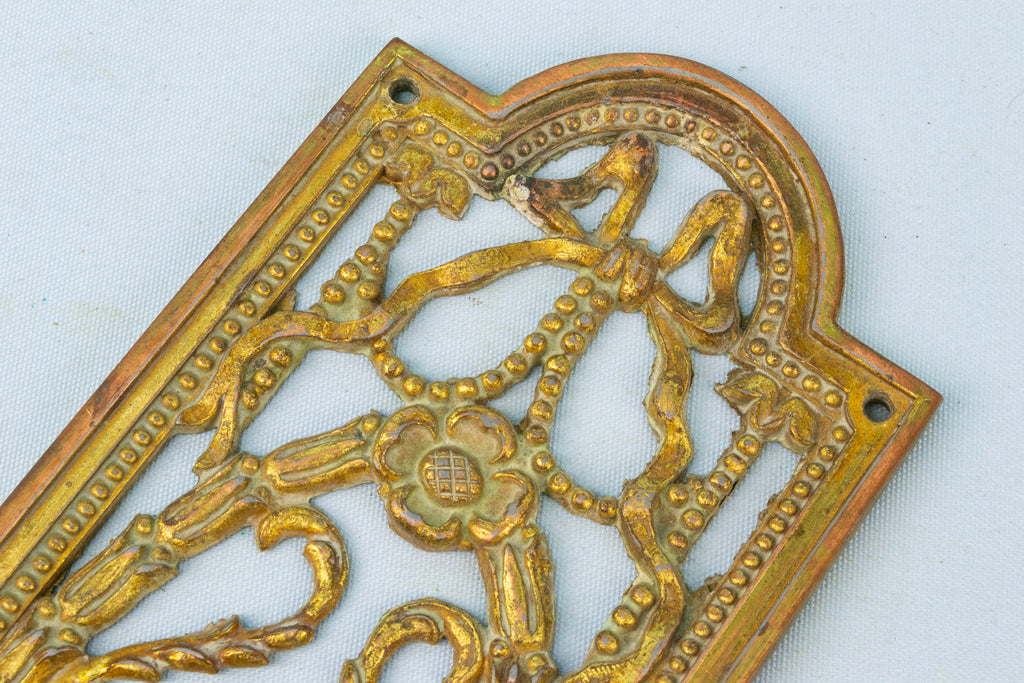 Antique Brass Door Push Plate Early 1900s