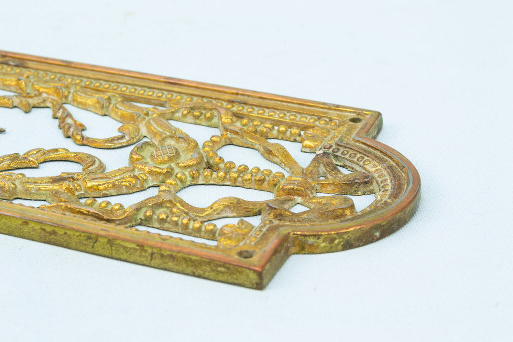 Antique Brass Door Push Plate Early 1900s