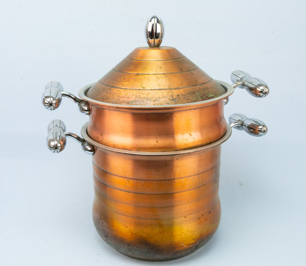 Copper Double Pan Steam Boiler French 1930s