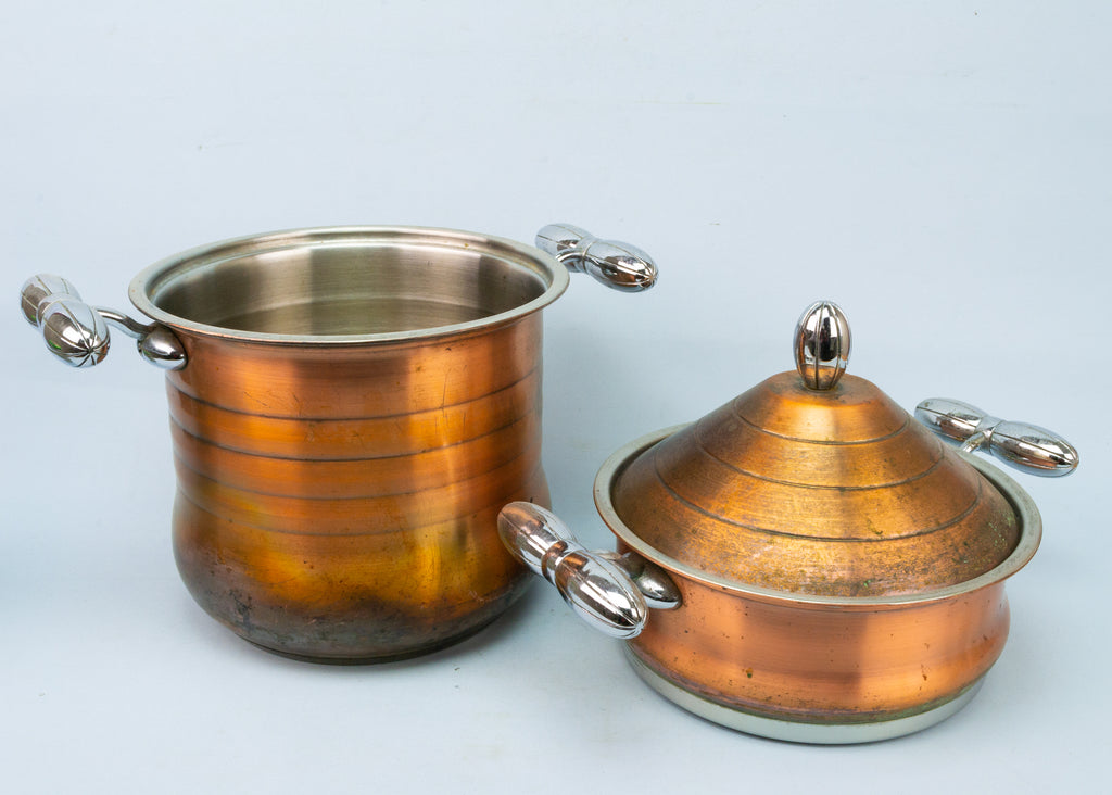 Copper Double Pan Steam Boiler French 1930s