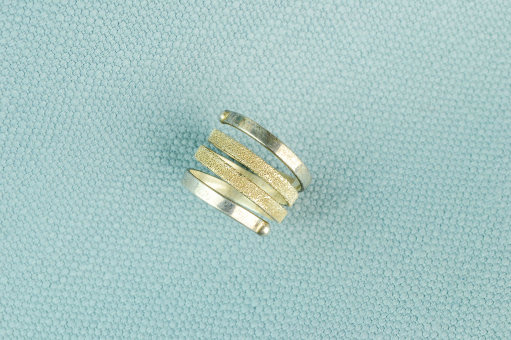 Ring in Two Tone Sterling Silver Spiral Band