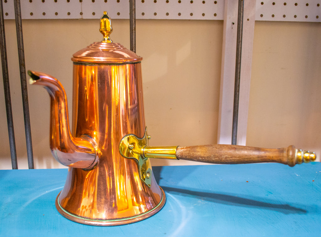 Polished Copper Coffee Pot Antique 19th Century