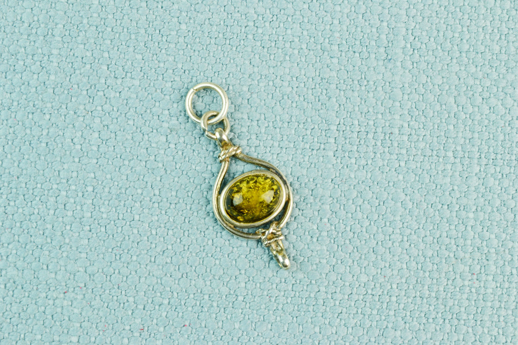 Pendant in Silver Set with Amber Cabochon
