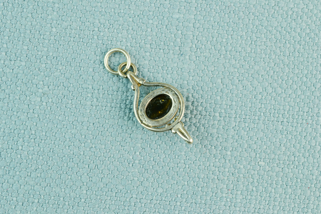 Pendant in Silver Set with Amber Cabochon