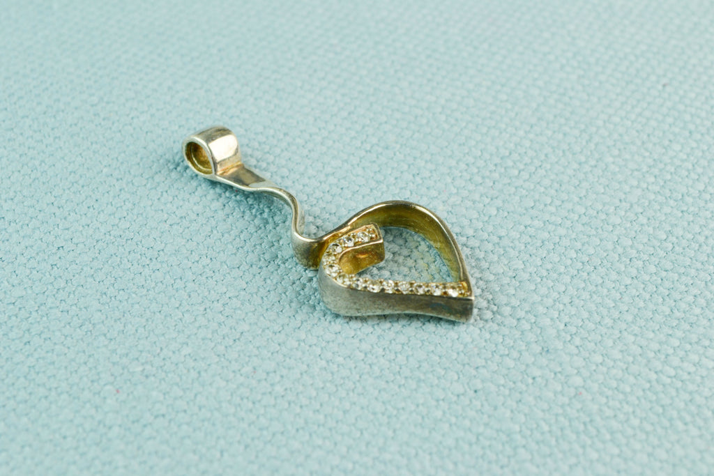 Pendant Sterling Silver & CZ Set Heart Shape