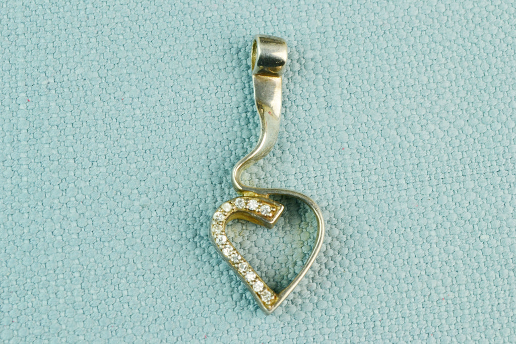 Pendant Sterling Silver & CZ Set Heart Shape