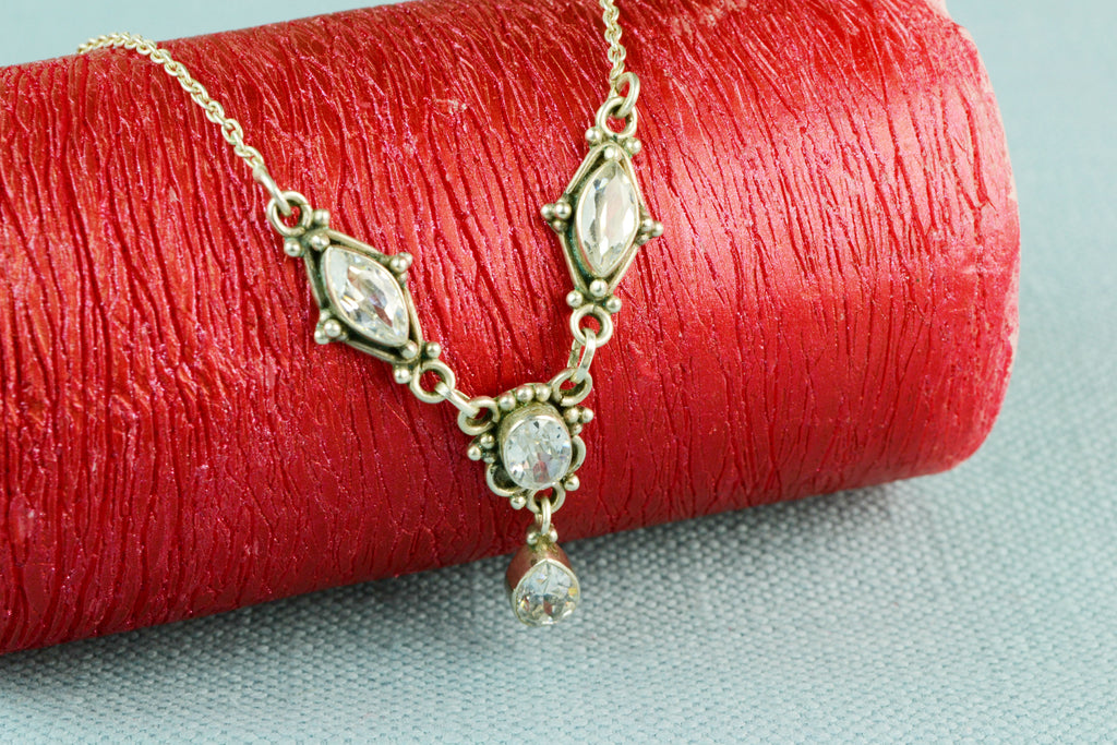 Necklace in Sterling Silver with CZ Stones