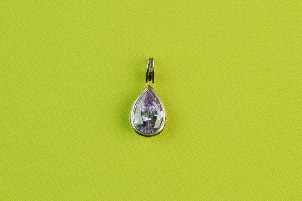 Pendant Pink Drop CZ in Silver Setting by Lumani