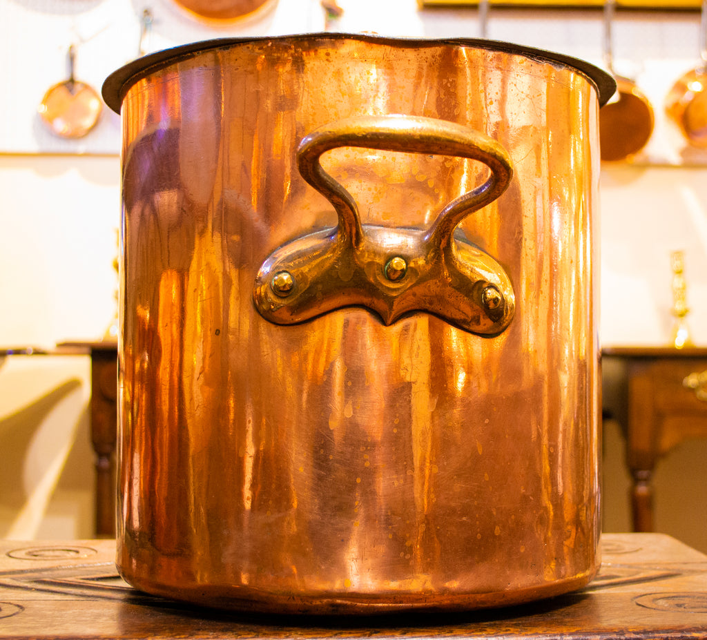 Large Polished Copper Stockpot & Lid 19th Century