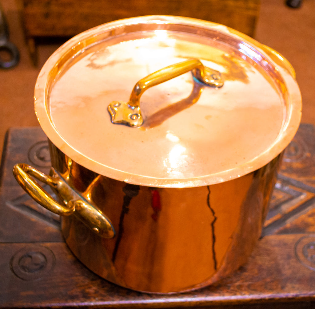 Polished Copper Stockpot & Lid Antique 19th Century