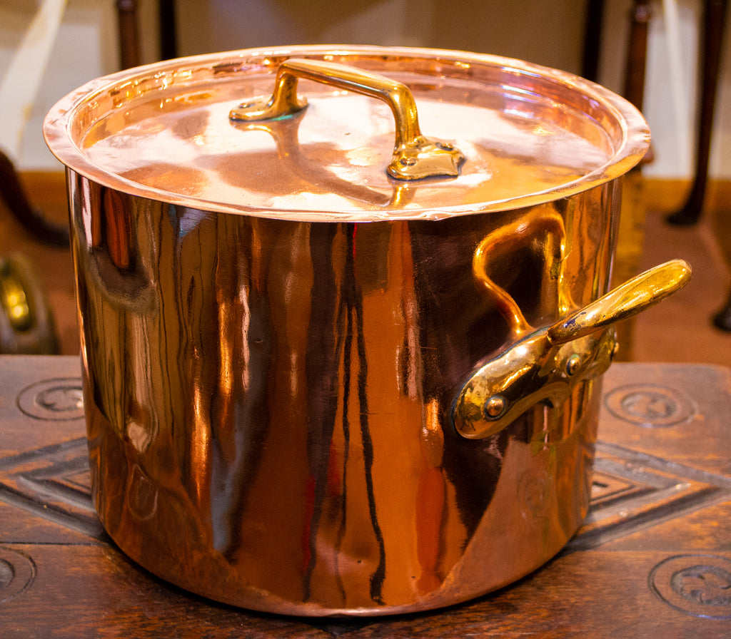 Polished Copper Stockpot & Lid Antique 19th Century
