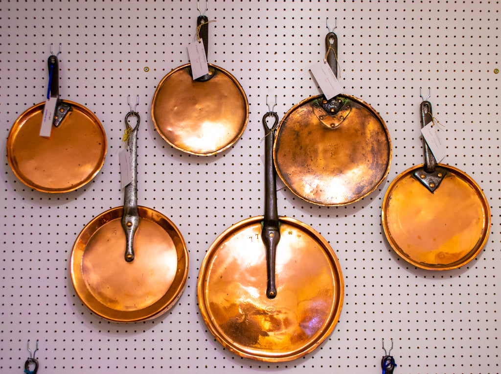 Antique Saucepan Lid in Copper Iron Handle 19th Century