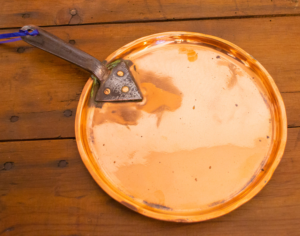 Antique Saucepan Lid in Copper Iron Handle 19th Century