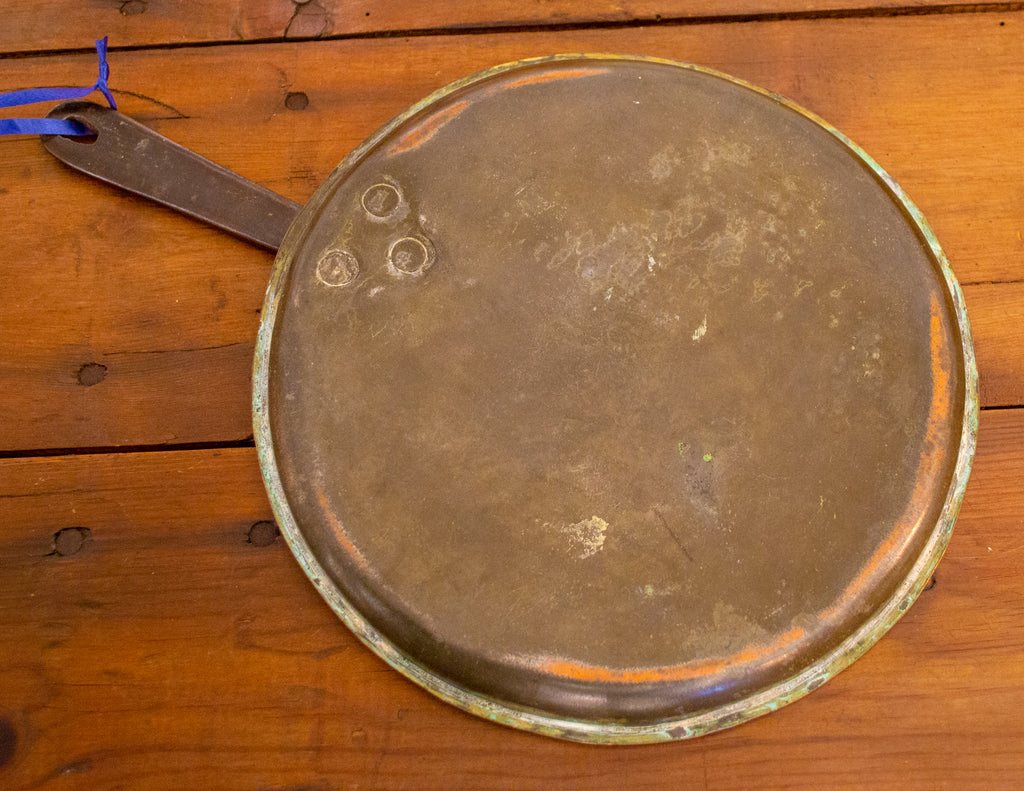 Antique Saucepan Lid in Copper Iron Handle 19th Century