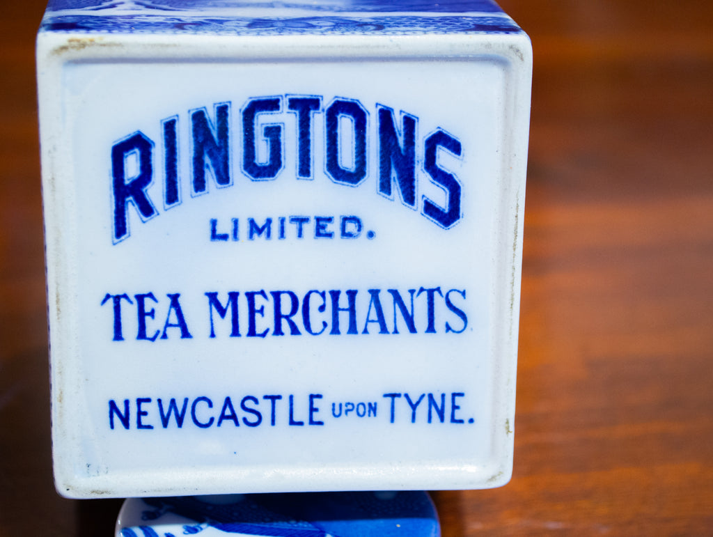Square Blue & White Ceramic Tea Caddy by Ringtons