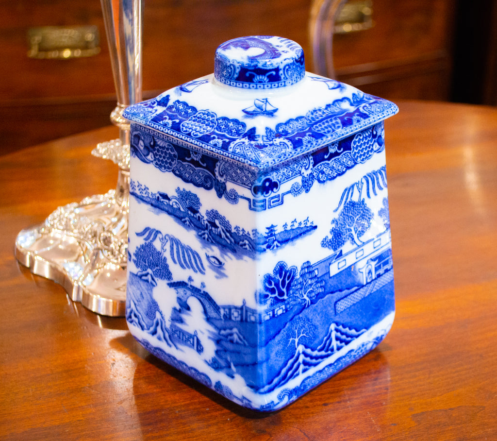Blue & White Willow Ceramic Tea Caddy by Ringtons